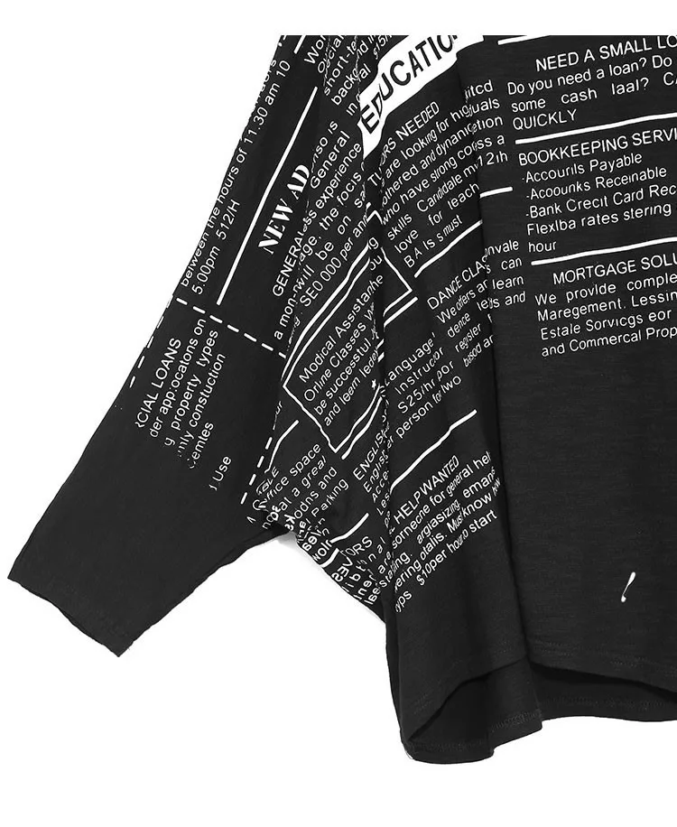 XITAO Letter Patchwork T Shirt Women Loose Fashion Personality All Match Batwing Sleeve 2020 New Autumn Tee Goddess Fan ZP3258