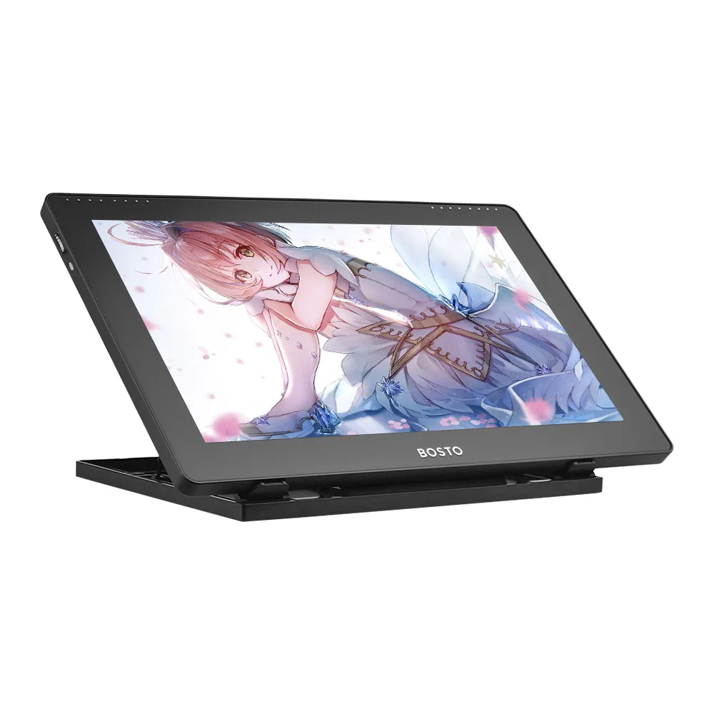 BOSTO 16HD 15,6 дюймов ips графический Рисунок цифровые планшеты дисплей монитор 8192 уровень давления с перезаряжаемой стилус