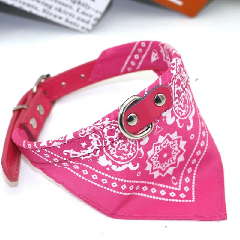 Rose red Светодиодные ошейники для собак ремни из искусственной кожи с разноцветным принтом шарф слюни Полотенца дизайнерская Персонализированная собаки кошки ожерелье набор Para нашивками Perros - Цвет: Rose red