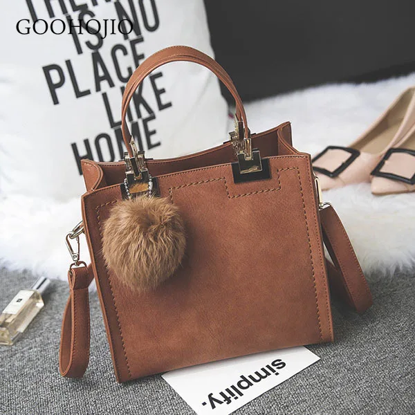 

GOOHOJIO Female Crossbody Bag for Women New Fashion Shoulder Bag Luxury Handbags Women Bags Designer Travel Hairball Bag Frosted