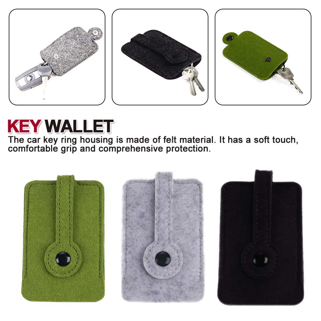 

Car Key Bag Wallet Purse Felt Keychain Holder Pocket Keys Organizer Pouch Case Bag for Men Pouch Case Bag