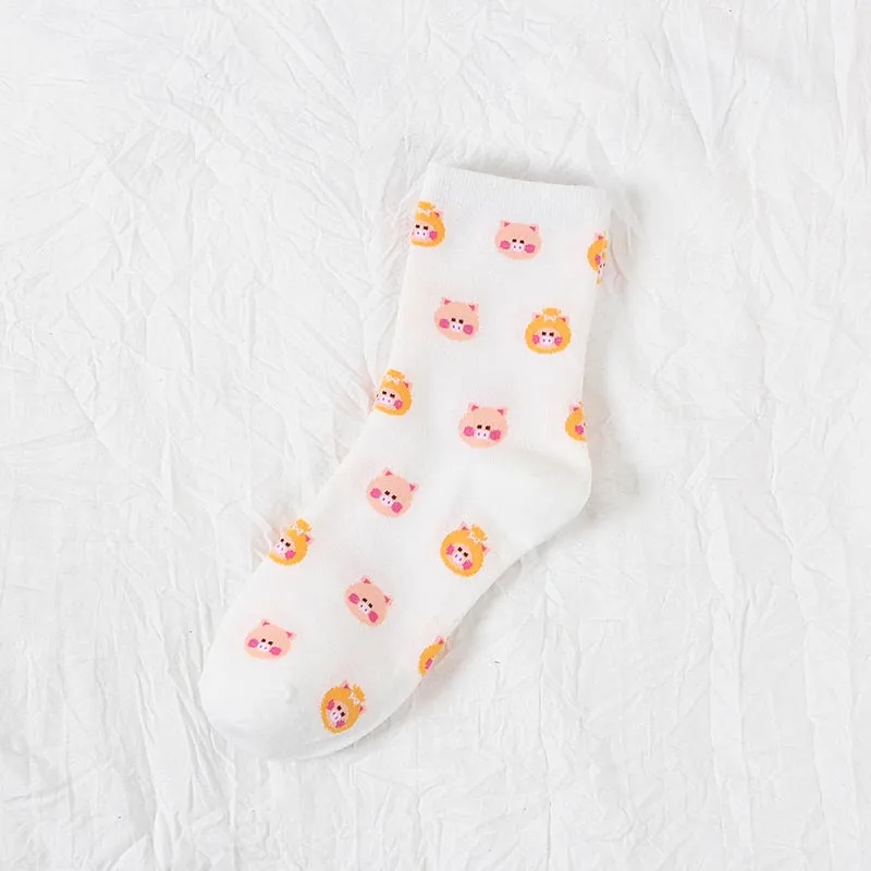 2 Японские Kawaii Модные дышащие Нескользящие повседневные женские носки с героями мультфильмов яркие цвета в студенческом стиле милая Свинка Свинья Calcetines Mujer - Цвет: 2