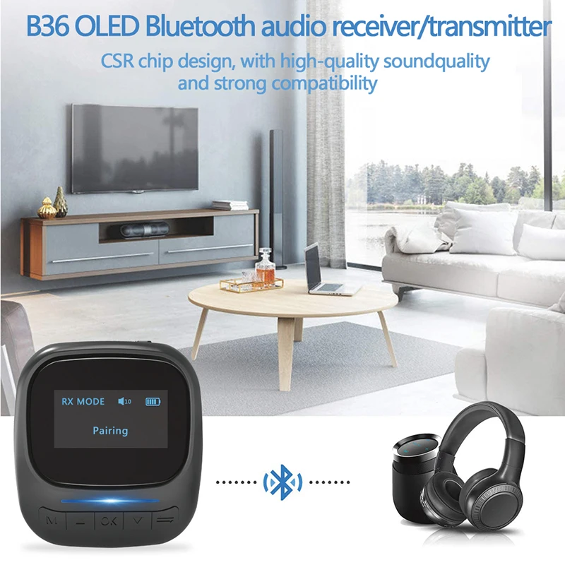 New Bluetooth 5 0 Audio Transmitter Receiver OLED Display Aptx LL 3 5mm AUX Jack RCA Wireless Adapter For TV Car PC Headphone