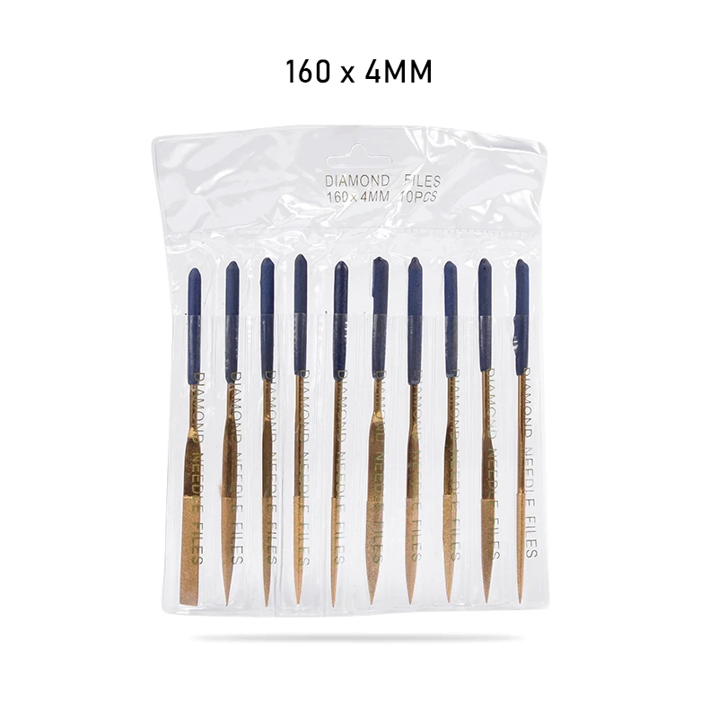 160 x 4mm 10 шт. мини титановые покрытый алмазами надфили Набор 140/160/180 мм, плоские круглые файловые инструменты для керамической металлообработки деревообработки - Цвет: 160 x 4mm