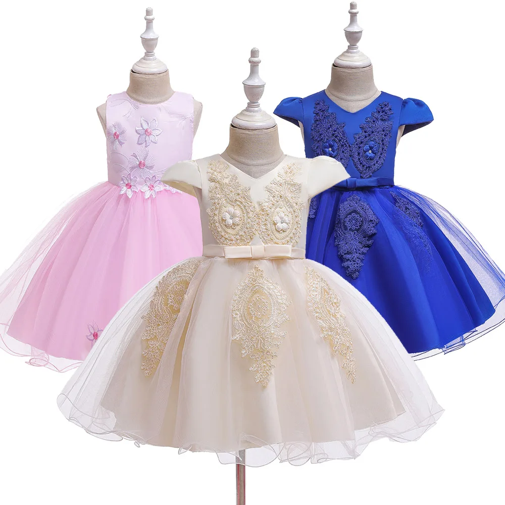 Платье для маленьких девочек 6, 12, 1, 2, 3, 4, 5, 6 лет кружевные тюлевые Бальные платья с бусинами, элегантные платья на день рождения и свадьбу