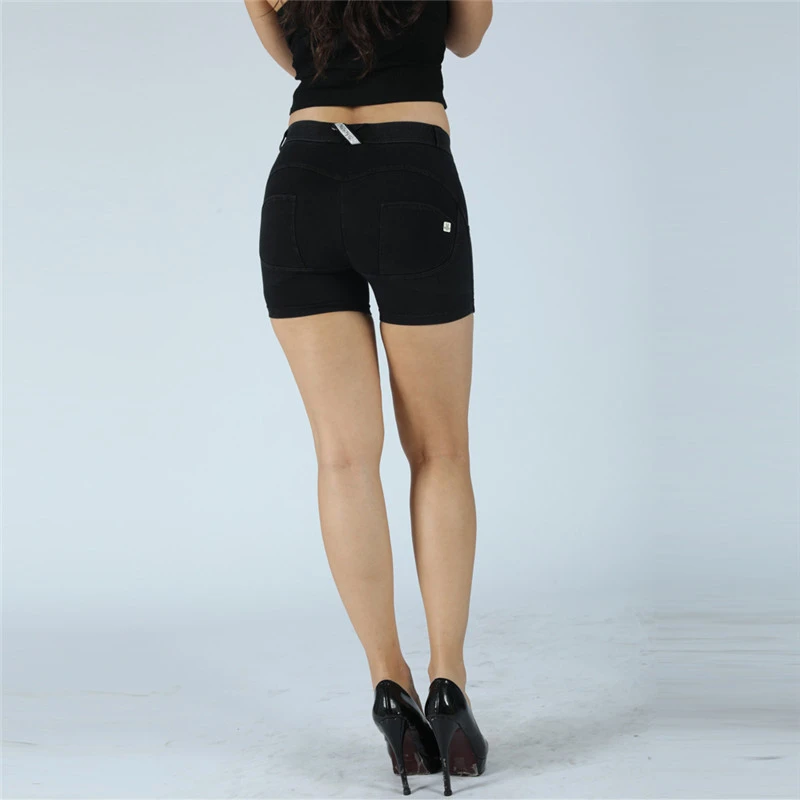 scrunch waist jean shorts