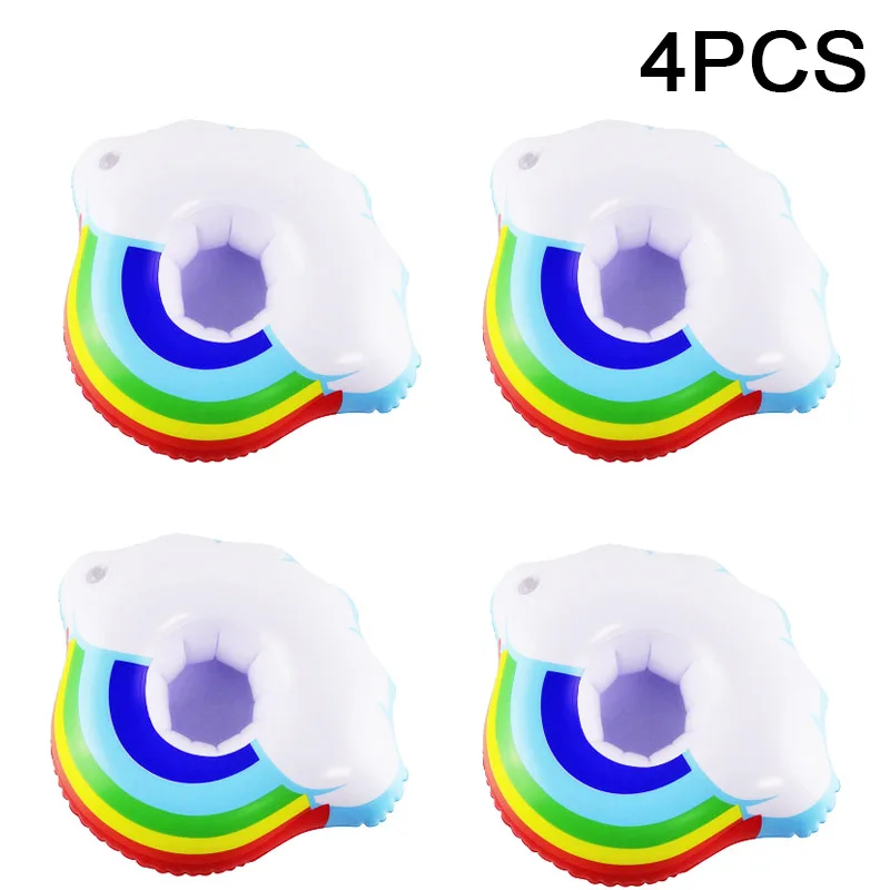 

4PCS Rainbow clou inflatable drink floats,inflatable cup holder,swimming pool toys for festival party floating summer water park