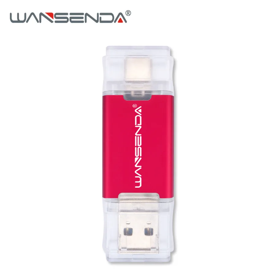Красный WANSENDA USB 3,0 USB флеш-накопитель 512 ГБ 256 Гб OTG флеш-накопитель для Android/ПК типа C 32 Гб 64 Гб 128 ГБ Флешка 2 в 1 двойная usb-флешка - Цвет: Красный