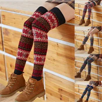

Girls Ladies Women Thigh High Over The Knee Socks Long Solid Stockings Warm Woman Stripe Long Plush Socks Cotton Socks Winter