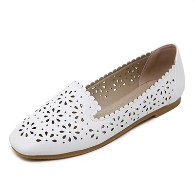 Spring Summer Women Flat Shoes Ballet Flats Hollow Out Breathable Shoes Soft Slip On Lady Shoes Women Flat Casual Shoes Loafers - Цвет: Белый
