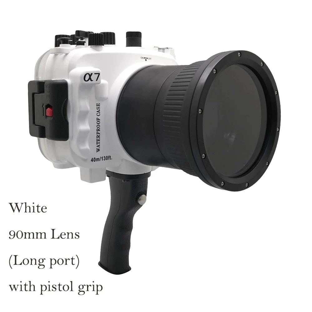 Для sony A9/A7 III A7R3 A7RIII A7III A7M3/A7 II A7II A7M2 A7SII A7RII/A7 A7R A7S подводной съемки корпус чехол для дайвинга - Цвет: White 90mm Handle