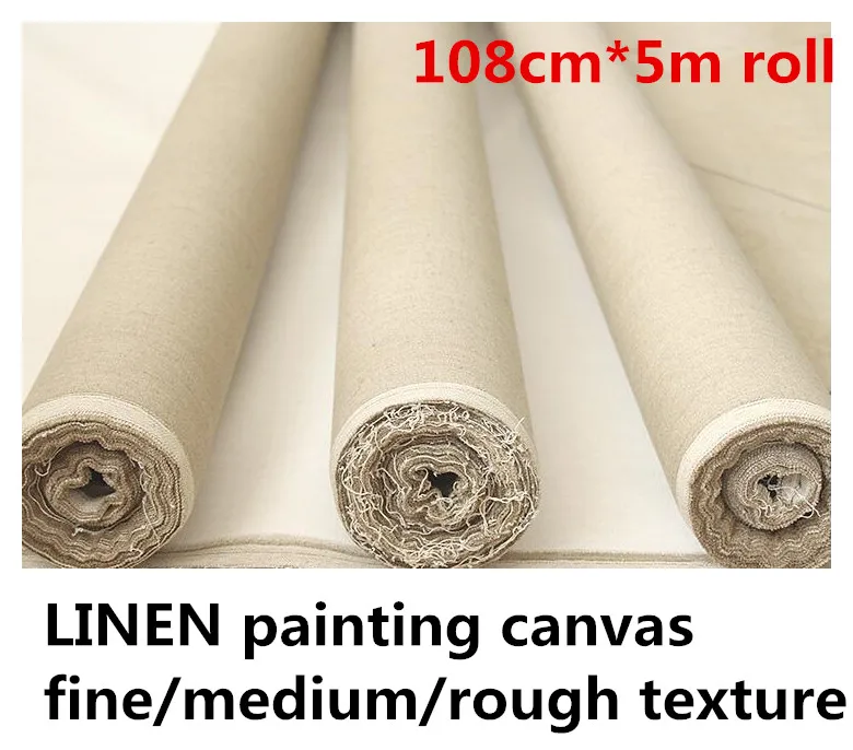 108cm *5m Roll Rough Texture Artist Painting Linen Canvas Roll