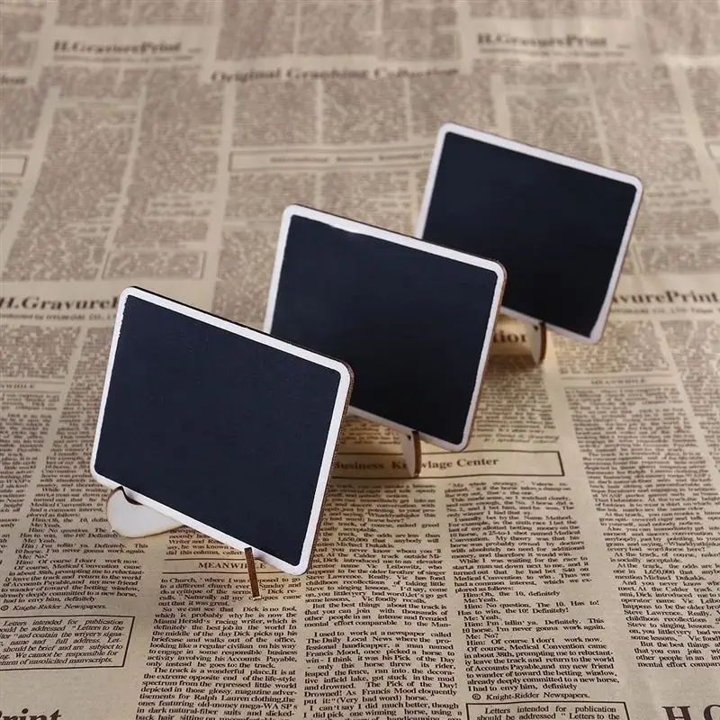 Wooden Chalkboard 10pcs Mini Rectangle Chalkboards with Support for Message Board Signs