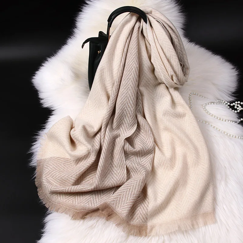 Зимний шерстяной шарф для женщин бренд Foulard Femme шали и обертывания для дам Пашмина из мягкой ткани Echarpe теплый искусственный кашемир шарфы - Цвет: Color 2