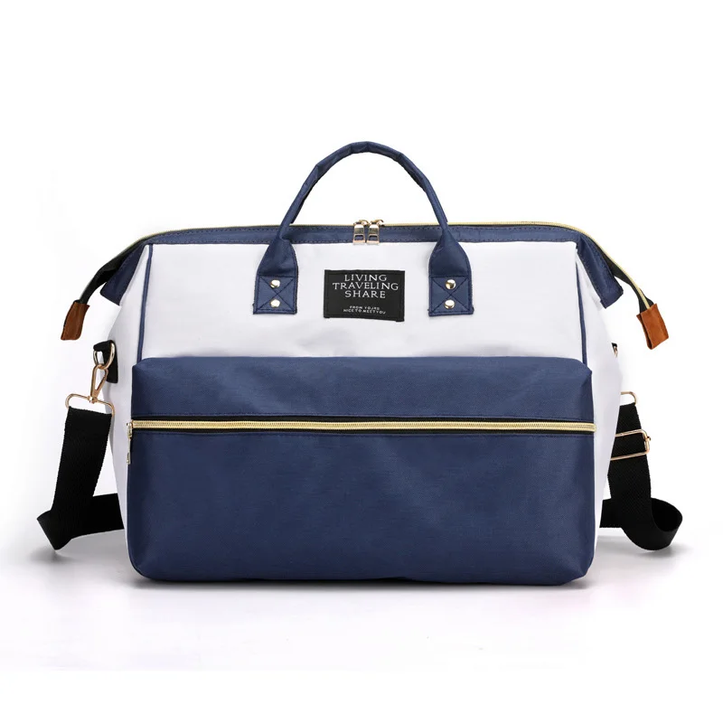 Сумка на одно плечо для мам, водонепроницаемая сумка для мам, сумка для подгузников для мам, Брезентовая Большая вместительная сумка для мам, дорожная сумка для хранения, сумка-тоут - Цвет: Blue white