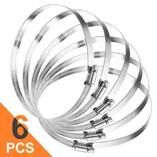 

6pcs 6 inch Large Size Hose Clips 304 Stainless Steel Duct Clamps Worm Gear Adjustable 141mm-165mm Hose Clamp System Engine