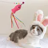 Elastic Metal Boom Tease Cat Stick Funny Wand Toy + 3 Pcs Replaceable Plush Fake Fishes Interactive With Kitten Pets Make Fun 4