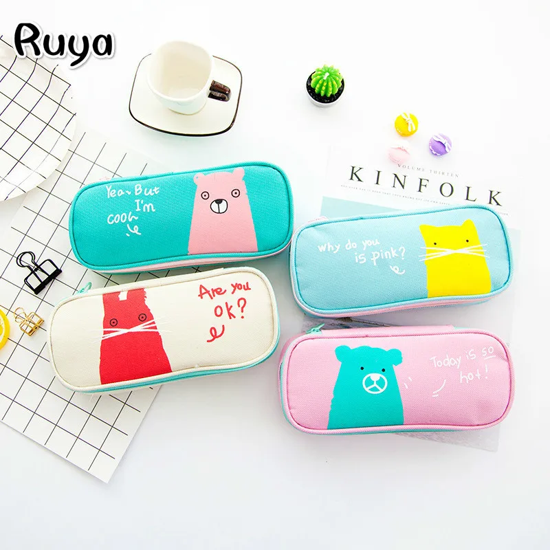 

cute Stationery store Bag simple kawaii Pencil pouch Case moomin kalem kutusu papelaria criativa pen bags for school pencilcase