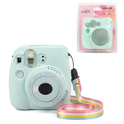 Fuji Fujifilm Instax Mini 9 Mini 8 Camera Bag Instant Camera Accessories Shoulder Bag Case With Strap For Instax Mini 9 Min8 8 - Цвет: Silicone blue