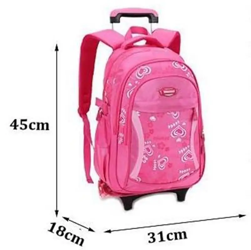 

Kid's Travel Rolling Luggage Bag School Trolley Backpack Girls Bags on Wheels Girl's Trolley School Wheeled Backpacks Child