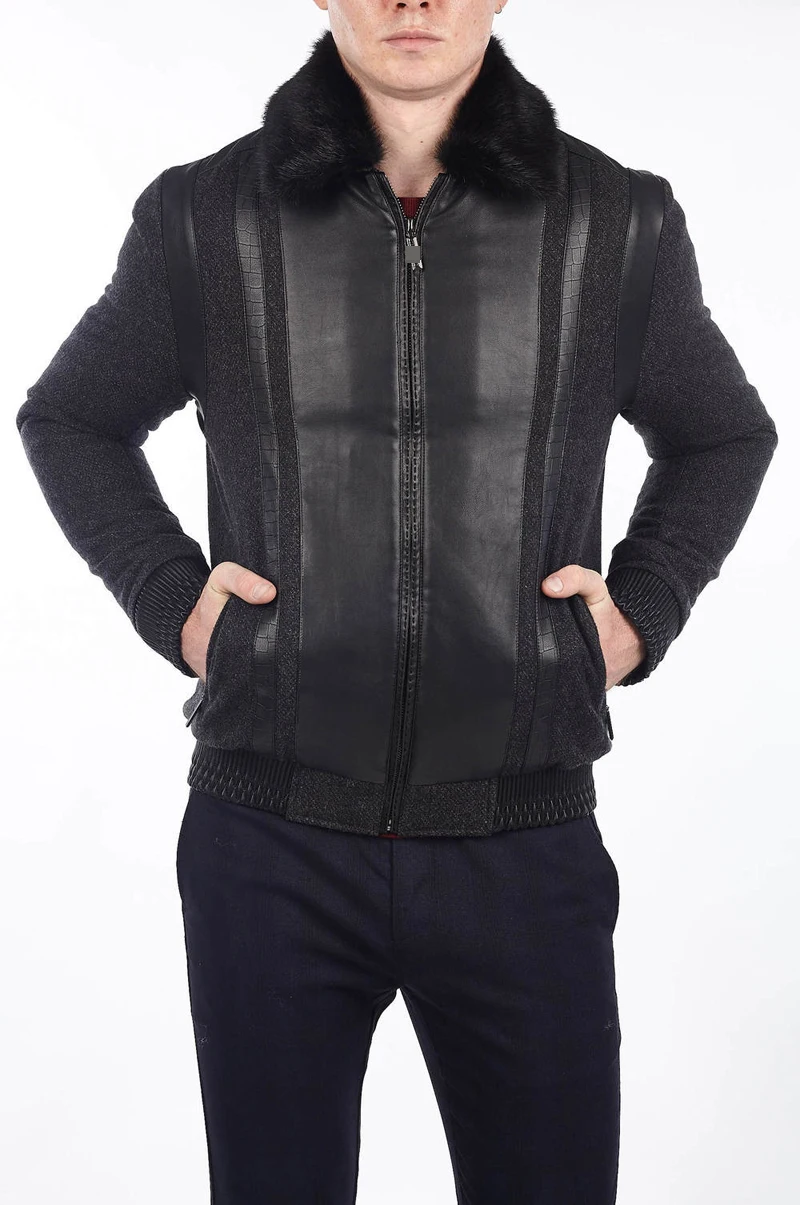 Пиджак миллиардера холлофайбера для мужчин Зима Новая мода хлопок вышивка дизайн Джентльмен темно серый M-4XL