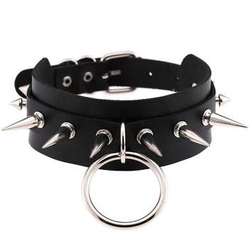 

Punk Rock Gothic Chokers necklace Women Men Leather Silver Spike Rivet Stud Collar Choker Necklace Statement Jewelry#ss30