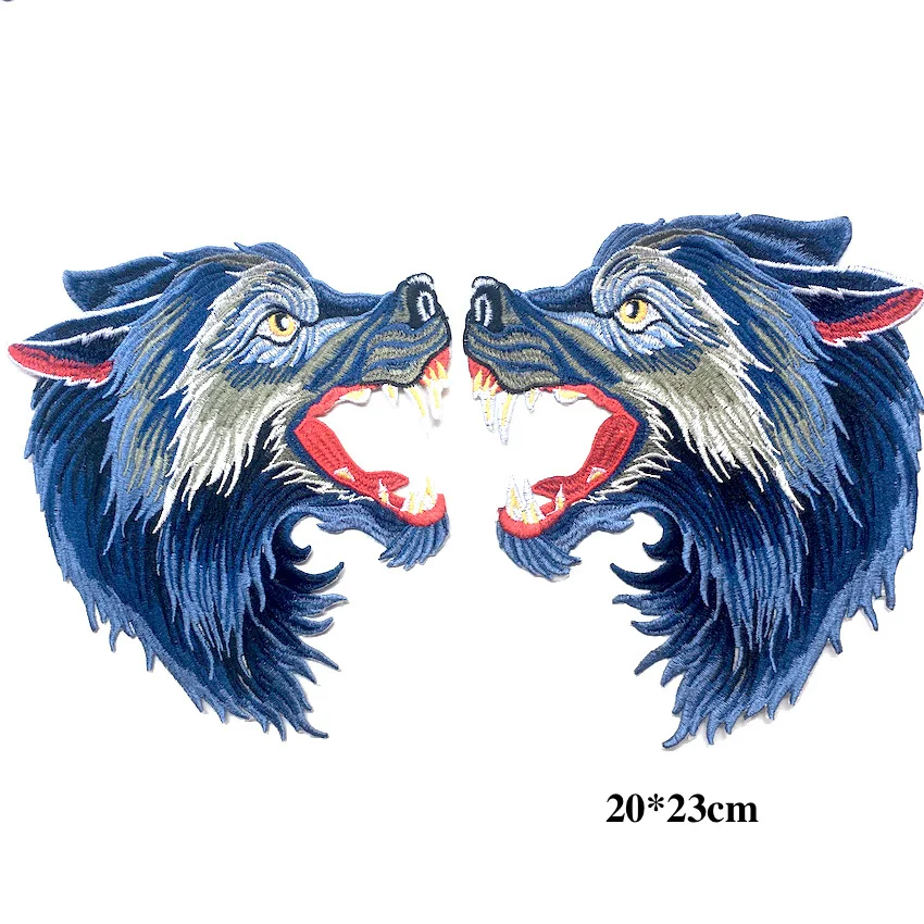 1pair big wolf 1 пара крутых волков железа на патчи/животное вышитая нашивка-аппликация для DIY футболки джинсы куртка LSHB651 - Цвет: 1pair big wolf