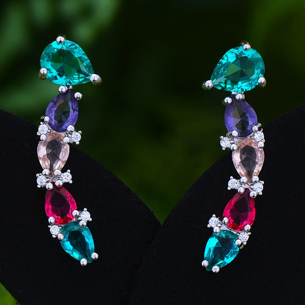 GODK, богемные синие альпинистские серьги-гвоздики для женщин, аксессуары, серьги с кубическим цирконием, Серьги pendientes mujer moda