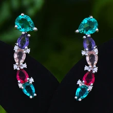 GODK, богемные синие альпинистские серьги-гвоздики для женщин, аксессуары, серьги с кубическим цирконием, Серьги pendientes mujer moda