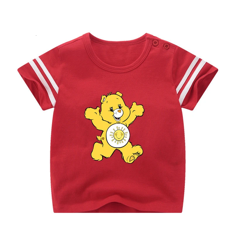 Для мальчиков или девочек, Care Bears с персонажами из мультфильмов, детская спортивная футболка из натуральной детская футболка для маленьких мальчиков летние топы с рисунком из аниме cartoonTees - Цвет: as picture