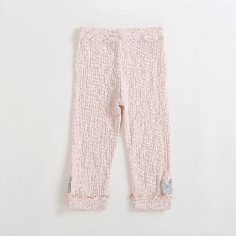 PatPat Cute Solid Rabbit Decor Cropped Pants for Baby and Toddler Girl Elastic Waist Spring Cotton Solid Color Leisure - Цвет: Хаки