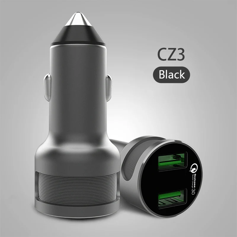 36 Вт Dual USB быстрое зарядное устройство QC 3,0 Автомобильное Зарядное устройство для iPhone samsung мобильного телефона 5В 3A Быстрая зарядка для телефона Xiaomi huawei - Тип штекера: CZ3 Black