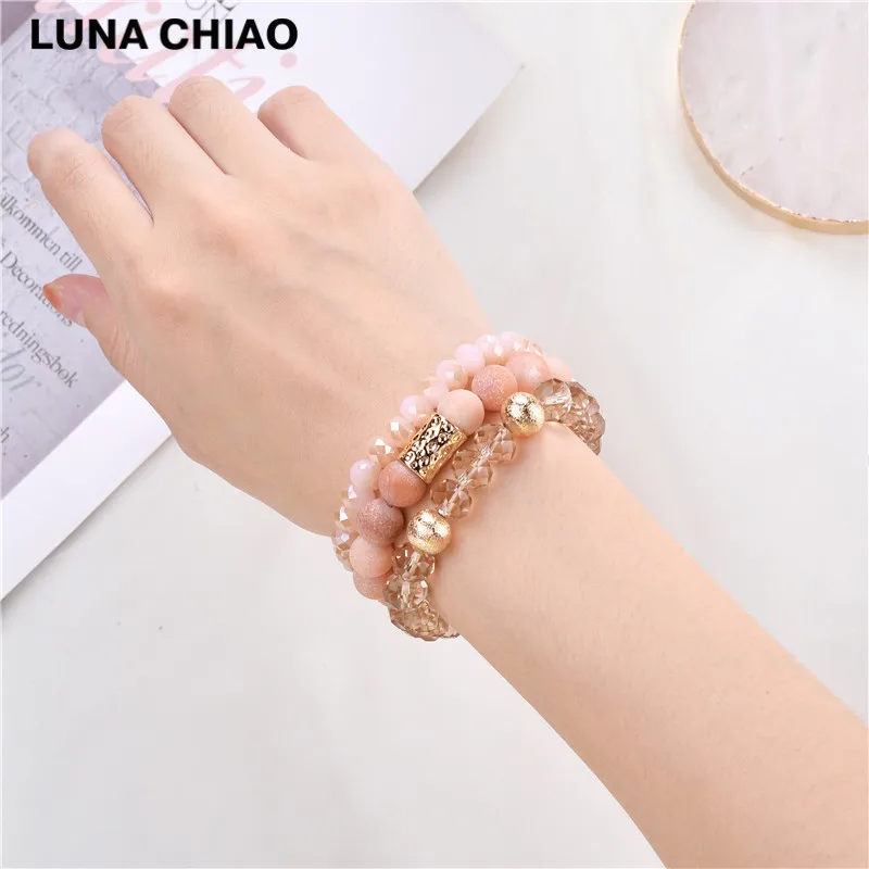 LUNA CHIAO Bijoux, ювелирное изделие, натуральный камень, бисерные браслеты, Штабелируемый многослойный браслет, пряди, Набор браслетов для женщин