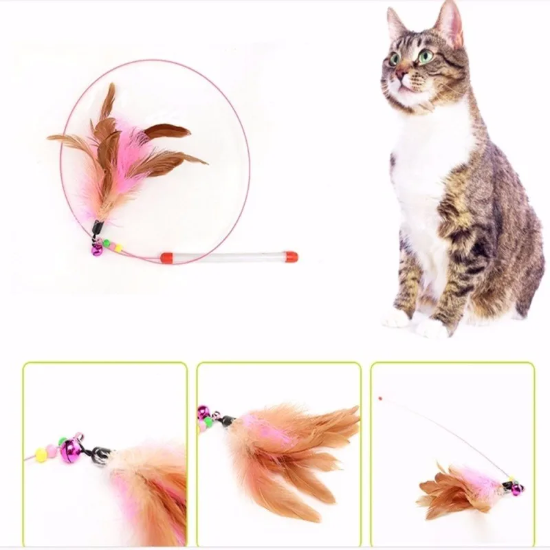 Коты mascotas juguetes para gatos проволочная удочка для кошек забавные игрушки для животных с колокольчиками перья кошачий полюс товары для домашних животных