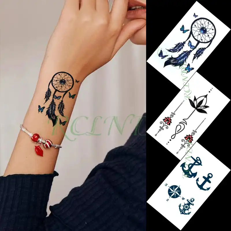 Waterproof Temporary Tattoo Sticker Compass Anchor Flower Waterproof Temporary Tattoo Sticker Compass Anchor Flower