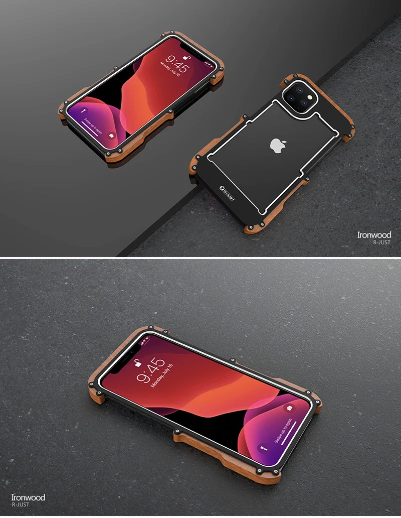 Металлический алюминий чехол для iPhone X XR XS MAX 5 5S SE 6 6S 7 8 Plus чехол противоударный деревянный задний Чехол для iPhone 11 Pro Max Coque