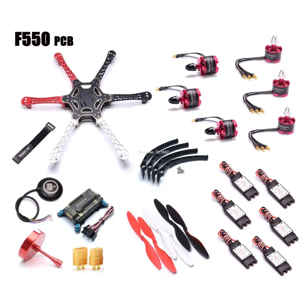 

F550 / S550 Hexacopter Kit Frame w/ APM2.8 Flight control M8N 8N GPS 2212 920KV cw/ccw 30A SimonK ESC Combo