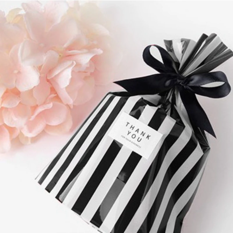 Creative 50Pcs/Set Christmas Striped Gift Bag Baking Storage Bag Snack Cookie Affordable Personality Fashion Comfortable