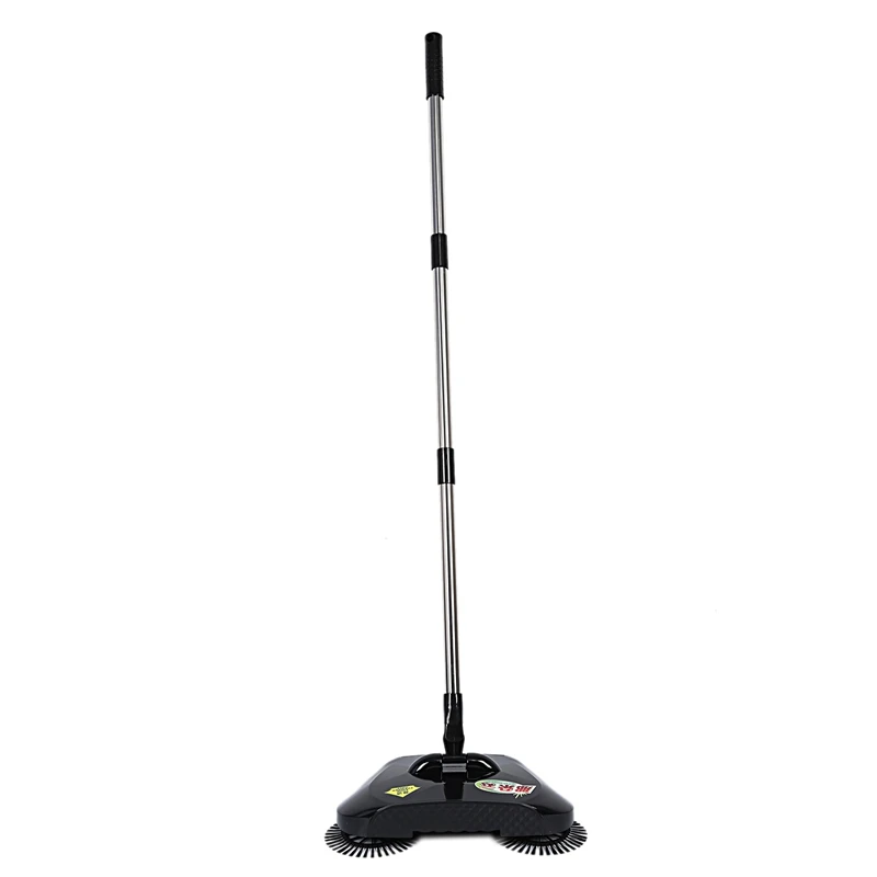 

Stainless Steel Sweeping Machine Push Type Hand Push Broom Dustpan Handle Household Cleaning Package Hand Push Sweeper Mop Black
