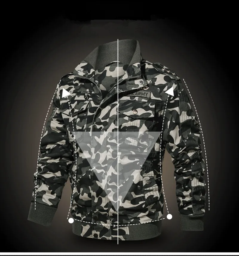 Новые камуфляжные военные куртки мужские Осень Slim Fit хлопковые куртки мужские камуфляжные армейские пальто Masculino уличные хлопковые большие размеры 6XL