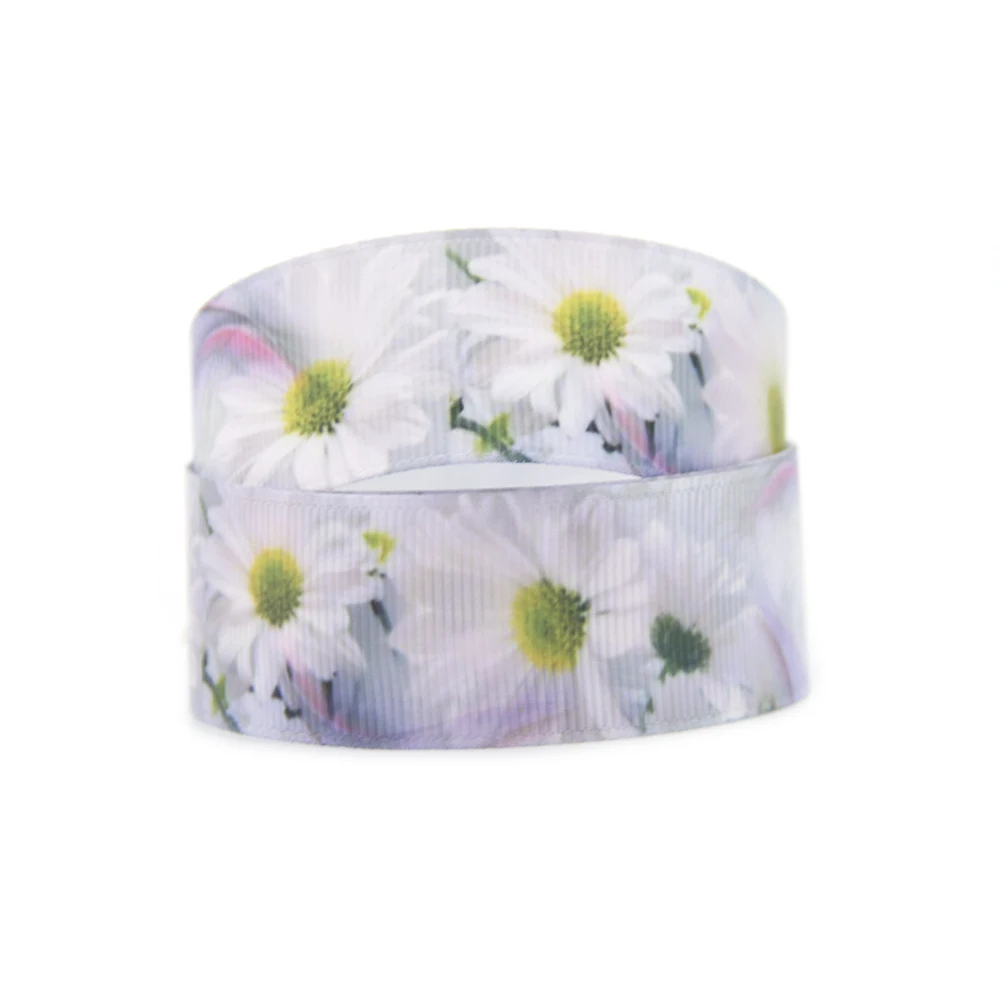 1067950001 David accessories 1 ''с фокусным расстоянием 25 мм с цветочным принтом резинка из полиэстера 50 ярдов, материалы для ручных поделок, 50Yc4092 - Цвет: 1067950001