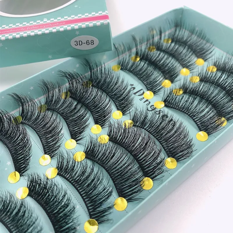 10 pairs 3D lashes soft high quality artificial mink eyelashes natural false fluffy extended makeup tools | Красота и здоровье
