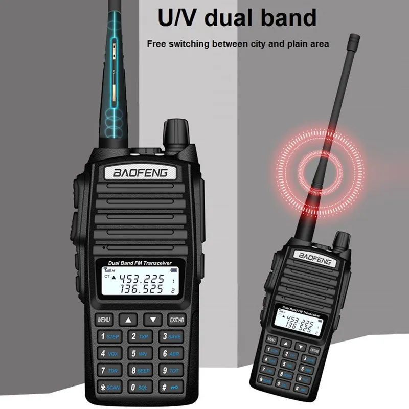 8 Вт Мощный Baofeng UV-82 FM Walkie Talkie 10 км UHF VHF морской CB радио VOX трансивер UV 82 дальность двухсторонний радиопередатчик