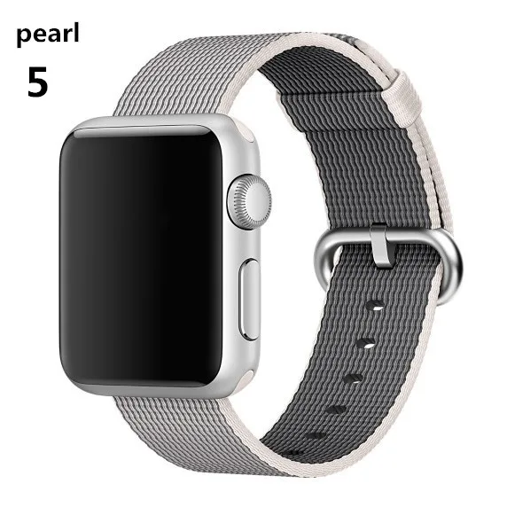 Ремешок Nato для apple watch, ремешок для apple watch 5, 4, 3, ремешок 44 мм, 40 мм, iwatch, ремешок 42 мм, 38 мм, плетеный нейлоновый браслет pulseira correa - Цвет ремешка: pearl