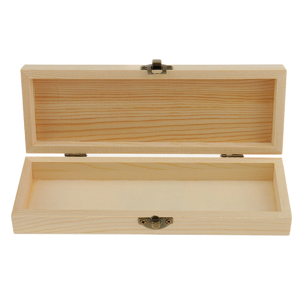 Square Shape Natural Unfinished Wood Storage Box Case for Kid Toys DIY Craft 
