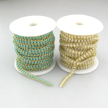 

10m 1roll/lot crystal glass bead chain, fashion glass bead rosary chain,jewelry making bead rosary chain