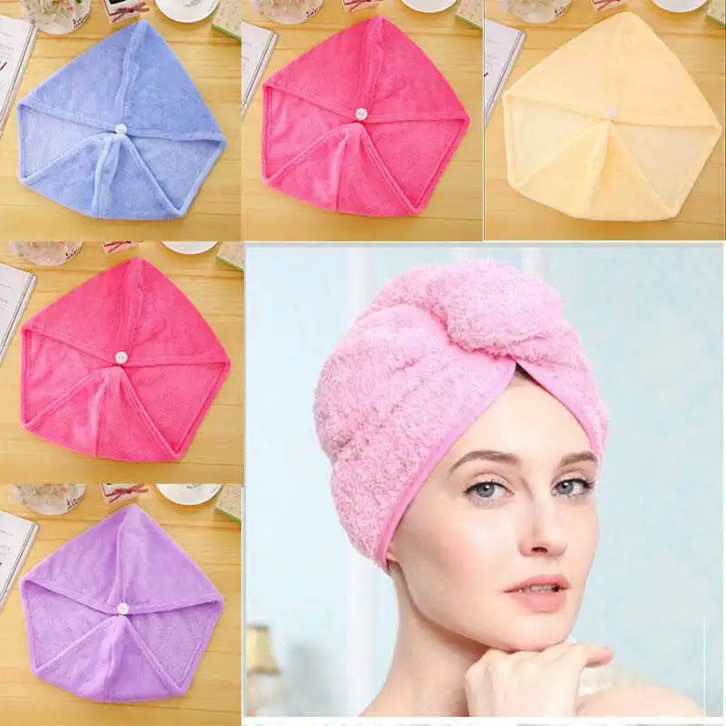 Хлопок быстросохнущее полотенце для волос Turbie Twist wrap петля для пуговицы шапочка для ванной