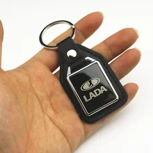 Автомобильный стильный металлический+ Кожаный Автомобильный брелок цепочки кольца для ключей Автомобильный логотип для Lada Niva Kalina Priora Granta Largus ВАЗ Samara