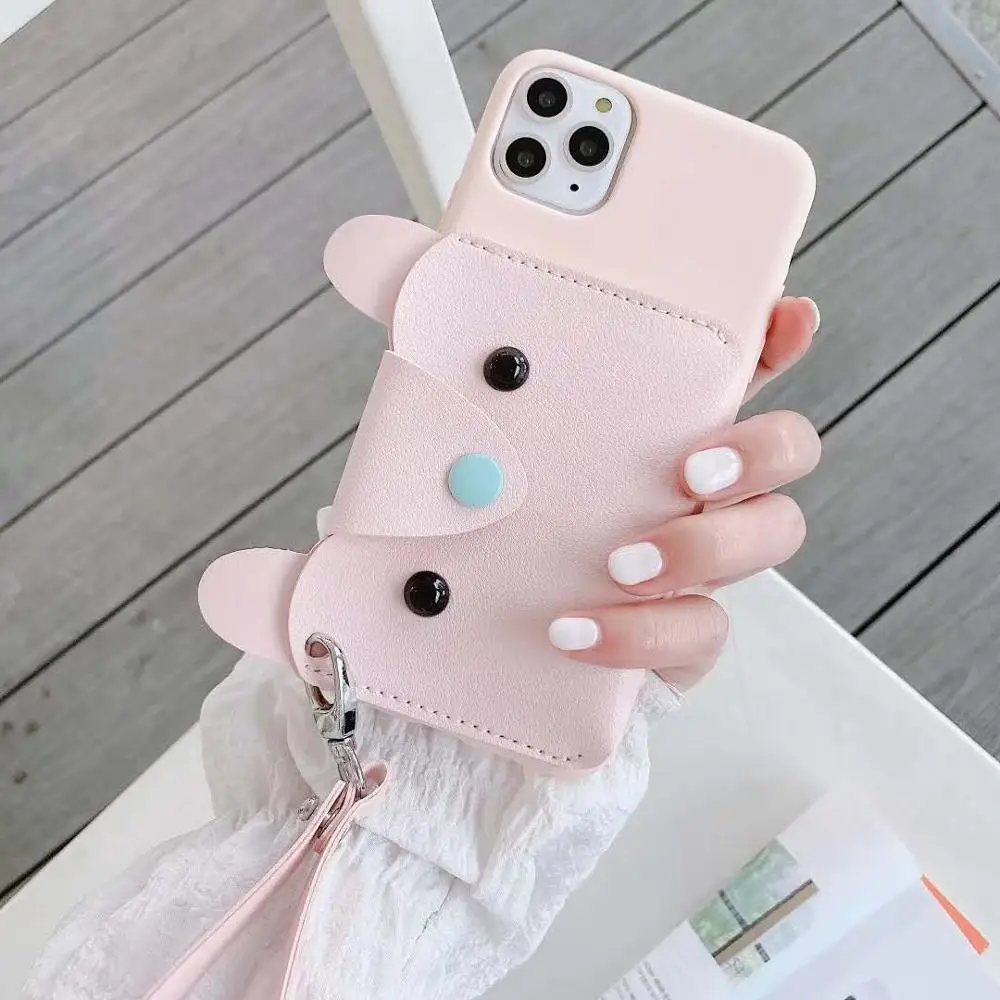 wallet phone case for Samsung S20 Ultra A10S A20S A80 A20E soft silicone cover with card holder wallet strap cute puppy case wallet phone case for Samsung S20 Ultra A10S A20S A80 A20E soft silicone cover with card holder wallet strap cute puppy case