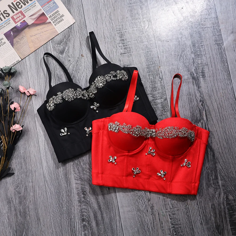 A1050 Korean Party Wrapped Chest Slim Pad Fish Bone Camisole Women New Sexy Small Steel Bustier Corset Vest Crop Tops